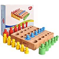 BOHS Cilindro en Miniatura Montessori con 6 perillas - 17 cm - Juguete Colorido de Madera para el hogar temprano - Juego…